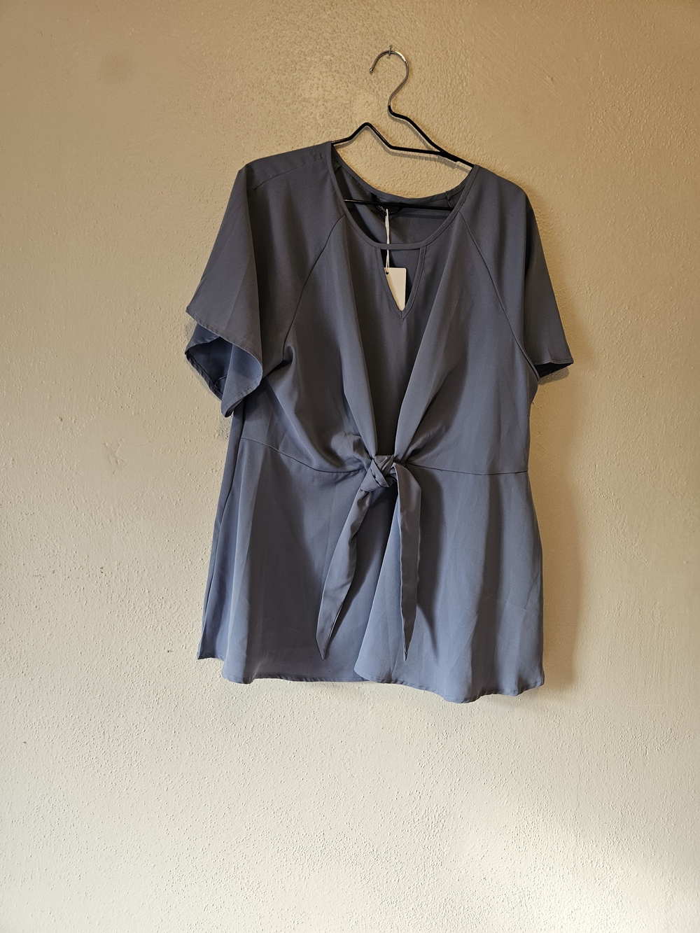 BloomChic Slate Blue Tie-Front Blouse